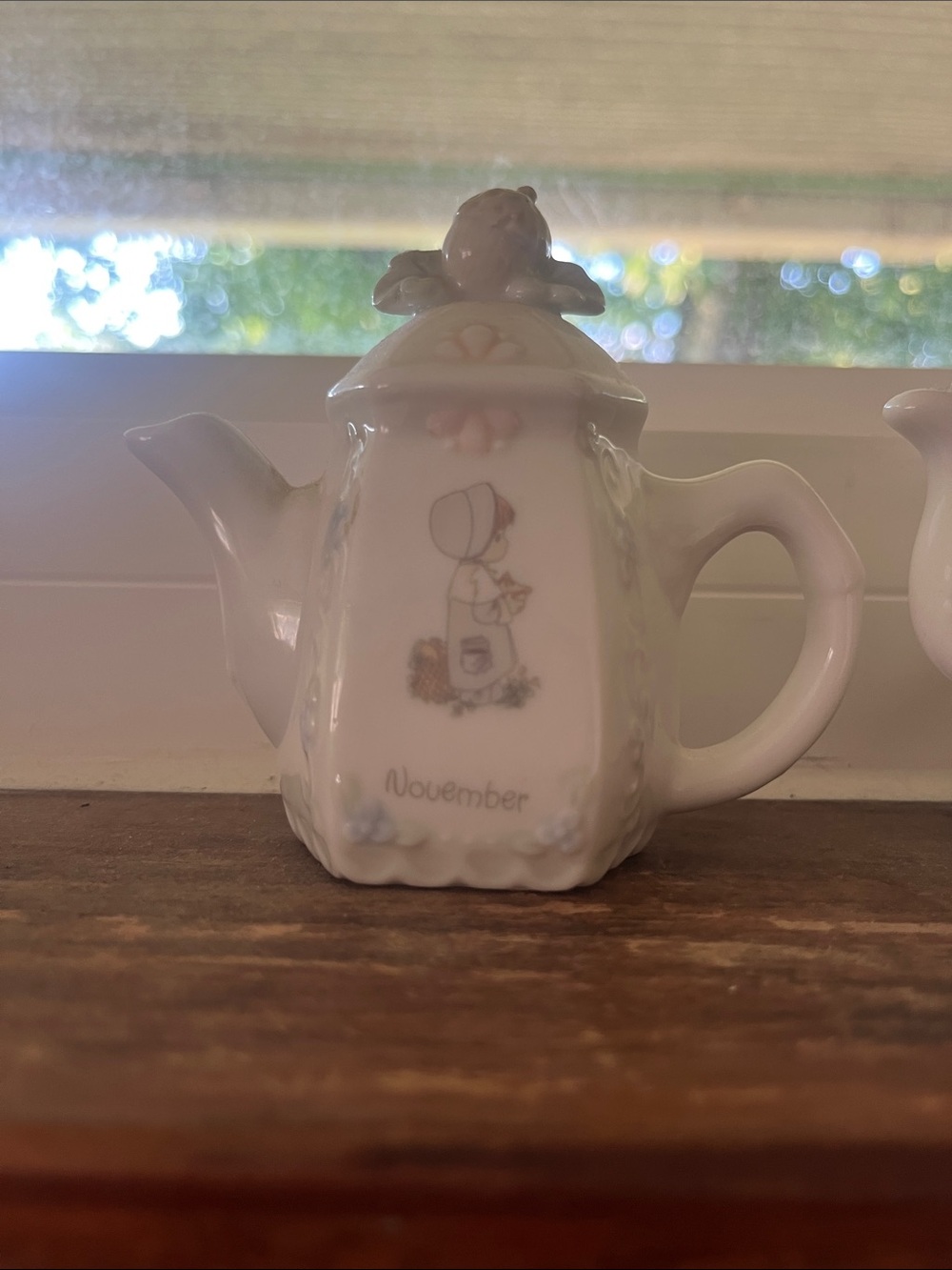 Vintage November Teapot - White Ceramic Decorative Teapot
